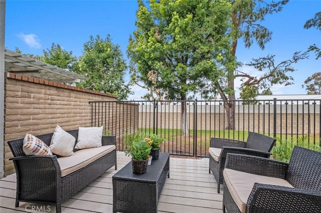 deck with an outdoor living space