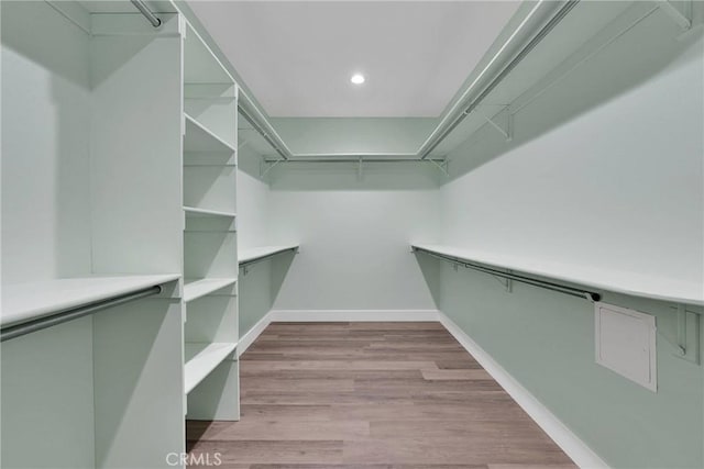 walk in closet featuring light hardwood / wood-style floors