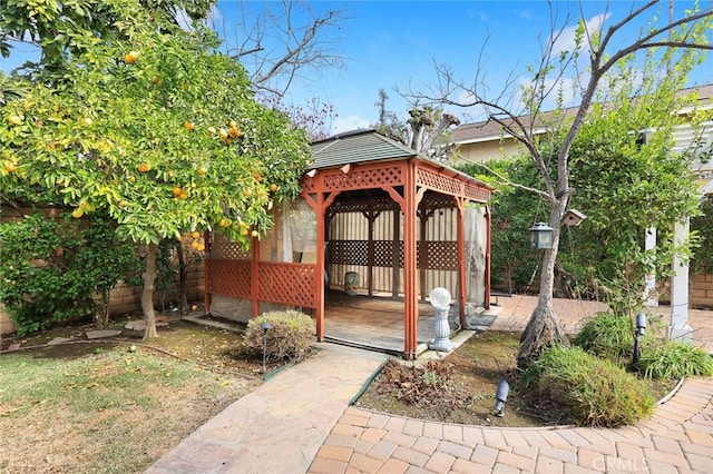 view of patio / terrace with a gazebo