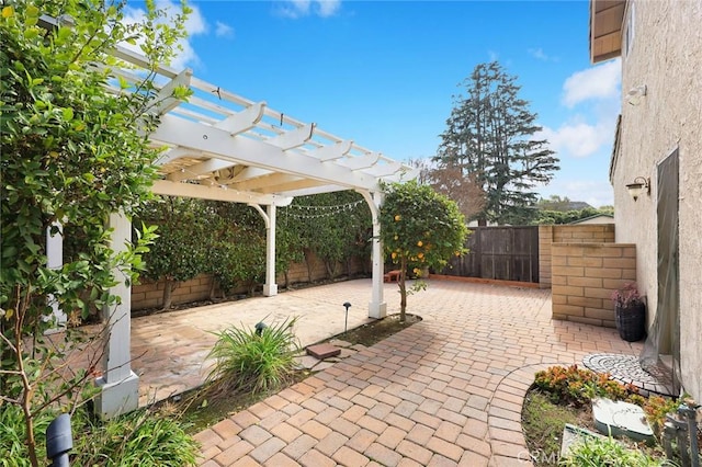 view of patio with a pergola