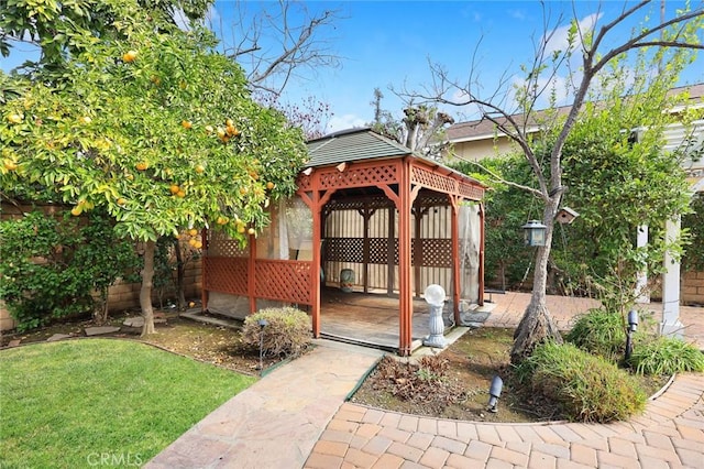 view of patio / terrace featuring a gazebo