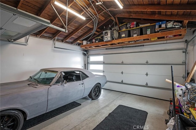 garage with wooden ceiling