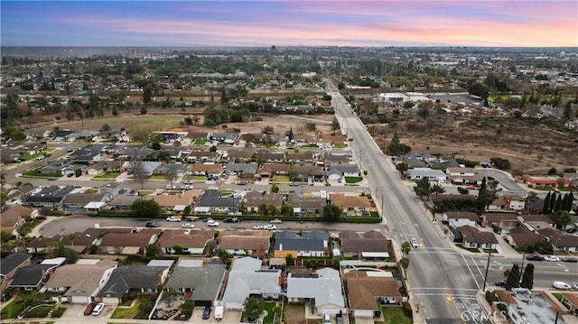 view of aerial view at dusk