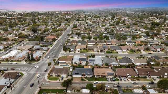 view of aerial view at dusk