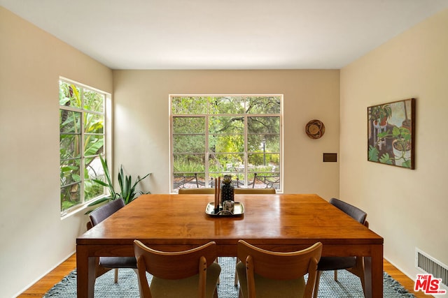 dining space featuring hardwood / wood-style floors