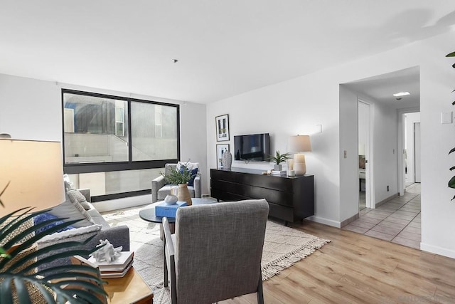 living room with light wood-type flooring