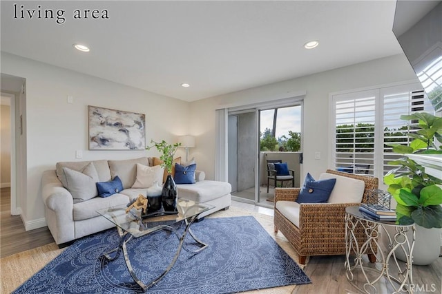 living room featuring light hardwood / wood-style flooring