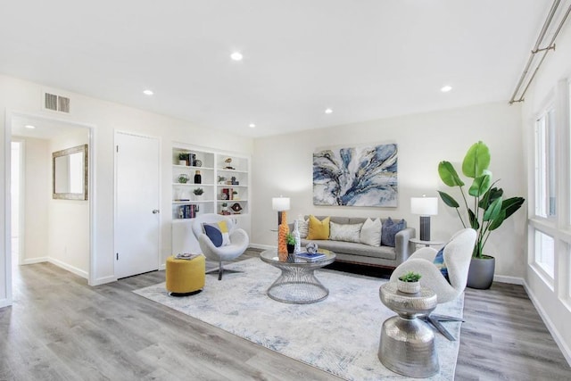 living room featuring light hardwood / wood-style flooring