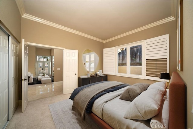 12999 Caminito Pointe Del Mar, Del Mar, CA 92014 - bedroom with ornamental molding and light carpet