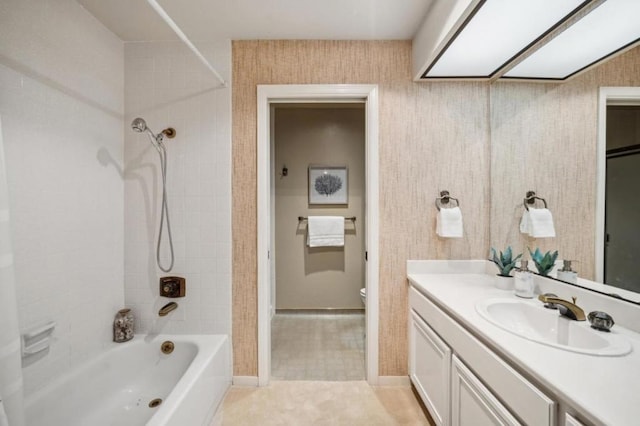 full bathroom featuring vanity, toilet, and shower / bath combination