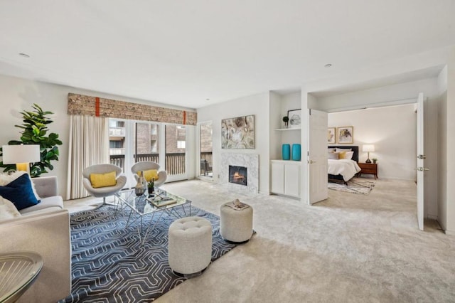 living room with carpet flooring