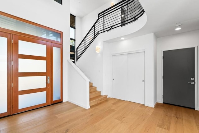 foyer entrance featuring light hardwood / wood-style floors