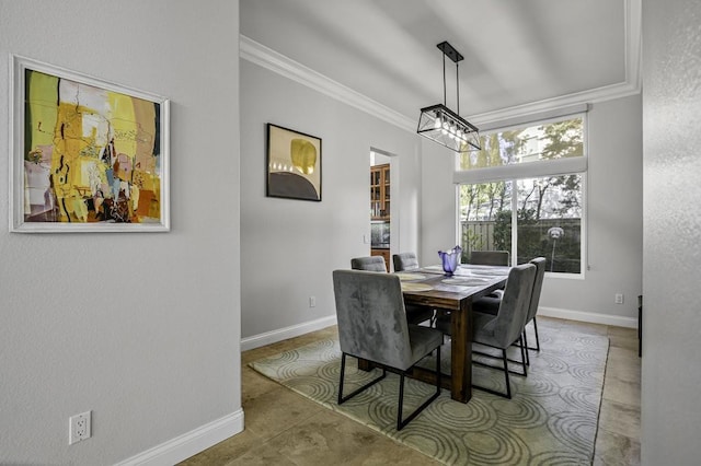 dining room with ornamental molding