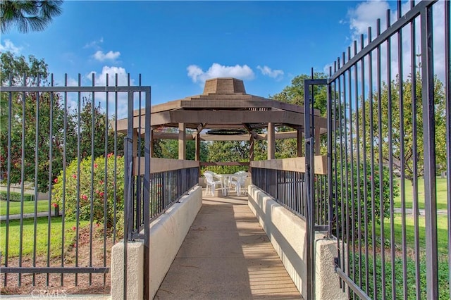 view of gate featuring a gazebo