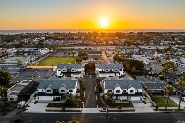 view of aerial view at dusk