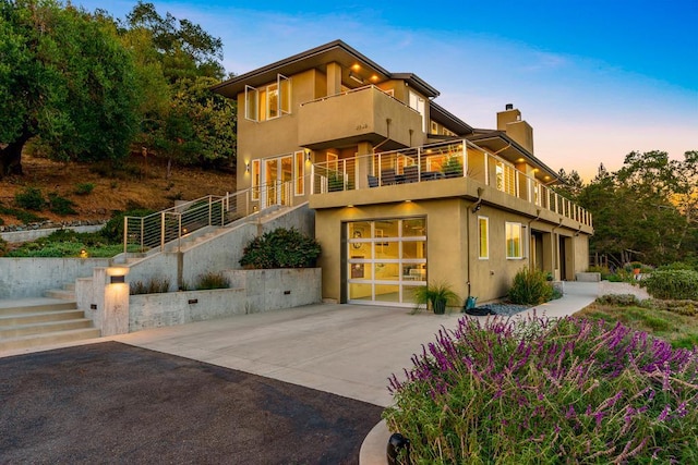 contemporary house with a balcony