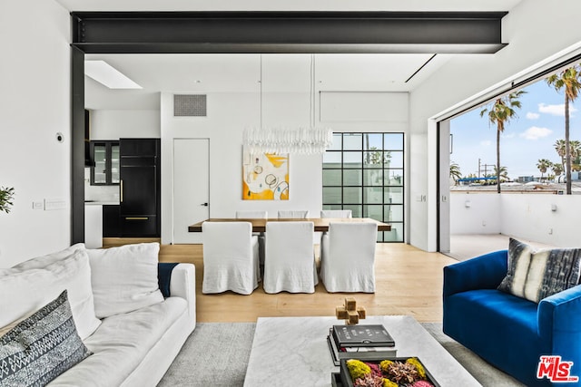 living room with hardwood / wood-style floors