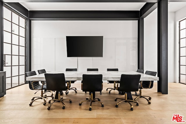 office space featuring light wood-type flooring