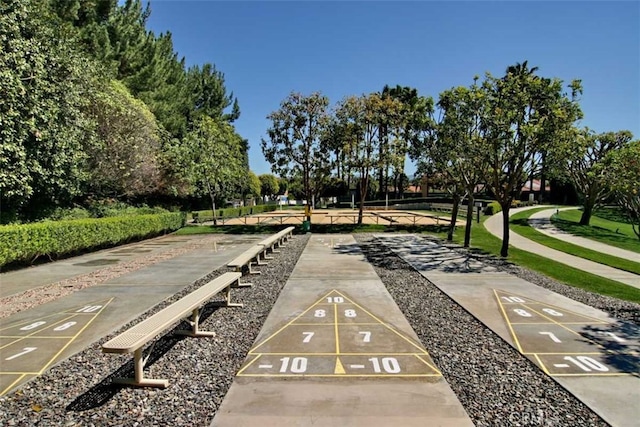 view of community with shuffleboard