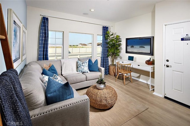 living room with hardwood / wood-style flooring