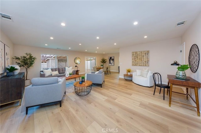 living room featuring light hardwood / wood-style floors