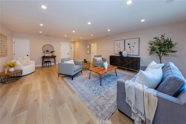 living room featuring light hardwood / wood-style flooring