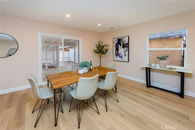 dining area featuring light hardwood / wood-style floors