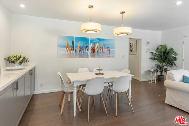 dining room with dark wood-type flooring