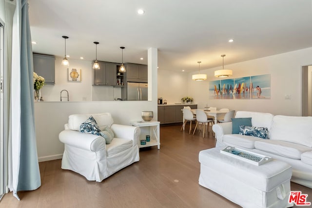 living room with hardwood / wood-style flooring