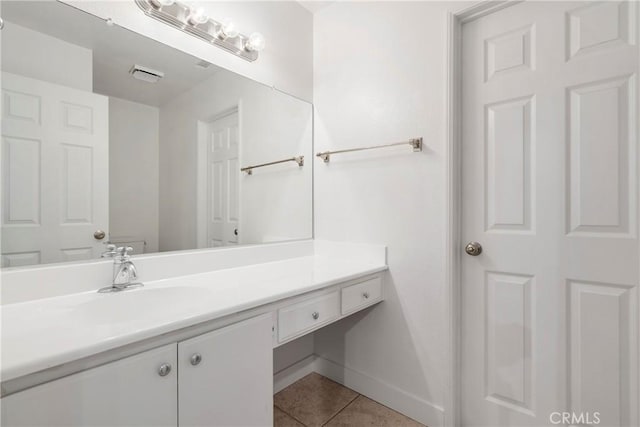 bathroom featuring tile patterned flooring, vanity, and toilet