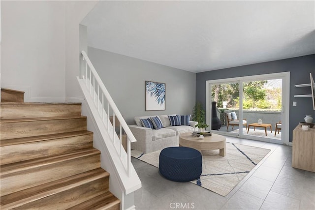 view of tiled living room