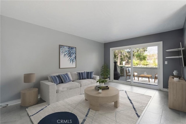 view of tiled living room