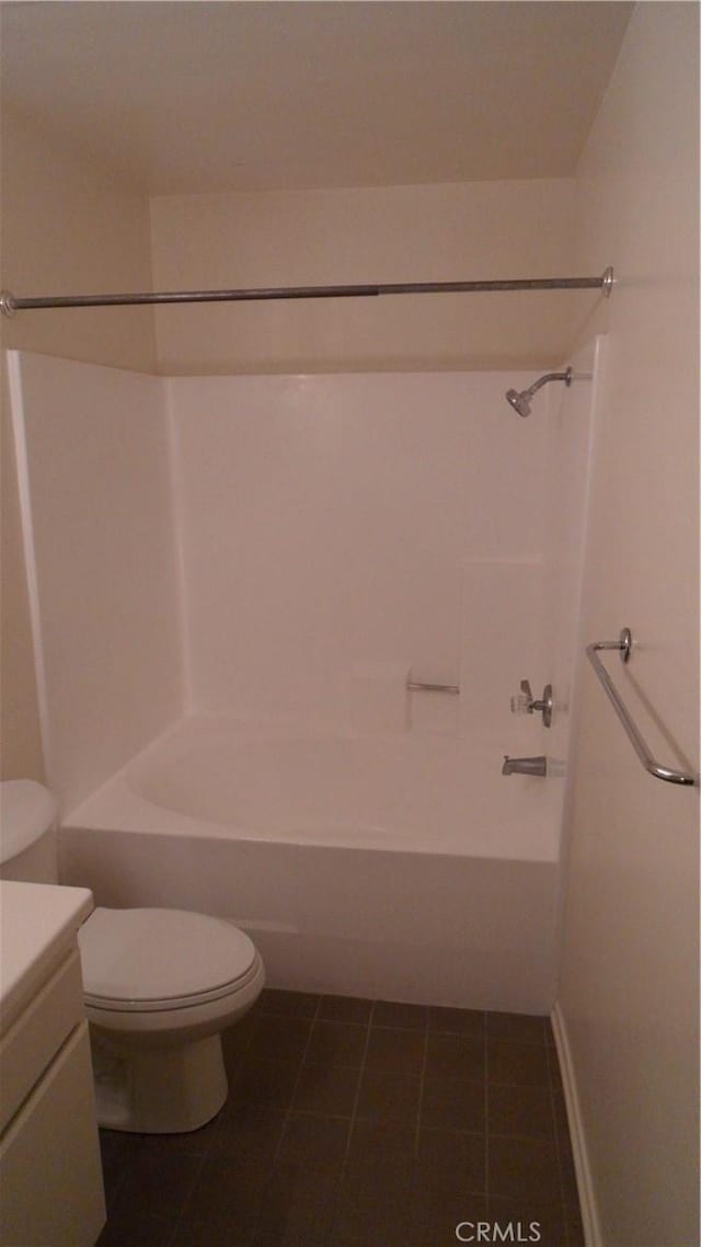 full bathroom with shower / tub combination, vanity, and toilet