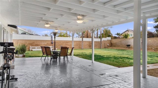 view of patio / terrace featuring ceiling fan