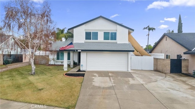 front of property featuring a garage and a front yard