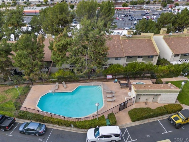 view of swimming pool with a patio area