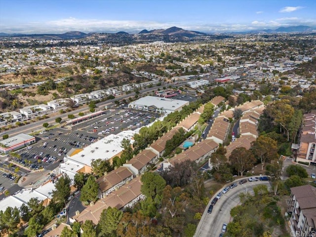 drone / aerial view with a mountain view