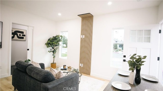 living room featuring light wood-type flooring