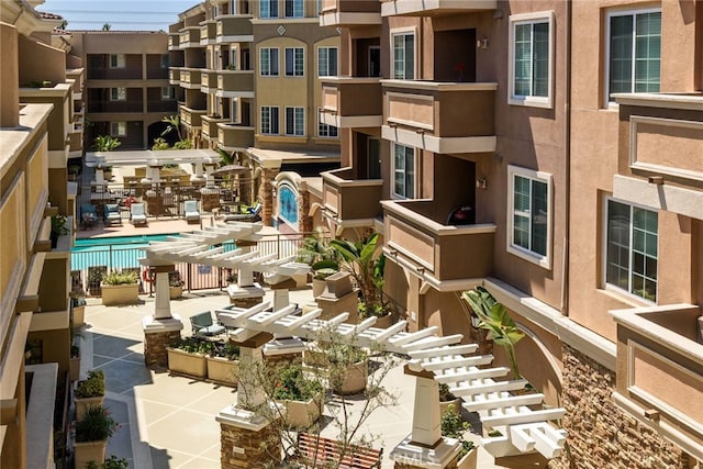 balcony with a patio area