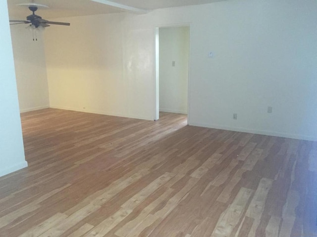 spare room with ceiling fan and hardwood / wood-style floors