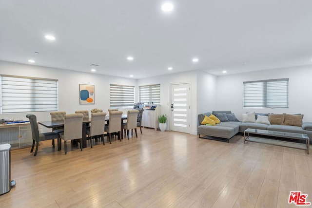 living room featuring light wood-type flooring