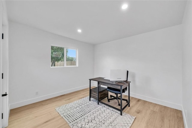 office space featuring light wood-type flooring