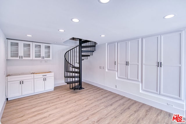 interior space with light hardwood / wood-style floors