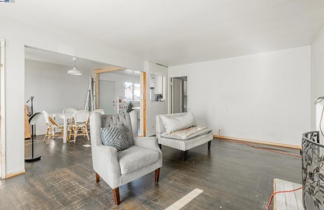 living area with dark hardwood / wood-style flooring