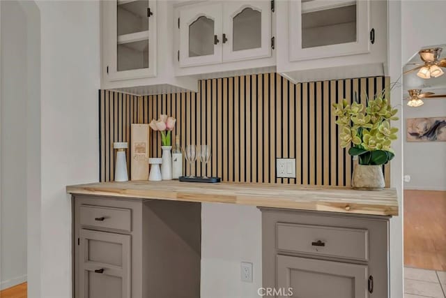 interior space featuring butcher block counters