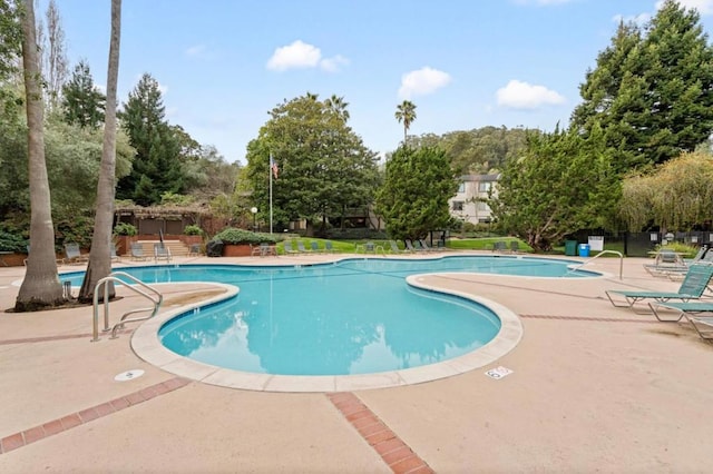 view of pool featuring a patio