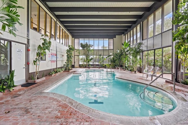 view of swimming pool with a patio area