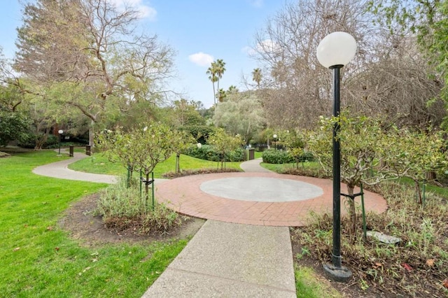 view of property's community featuring a lawn