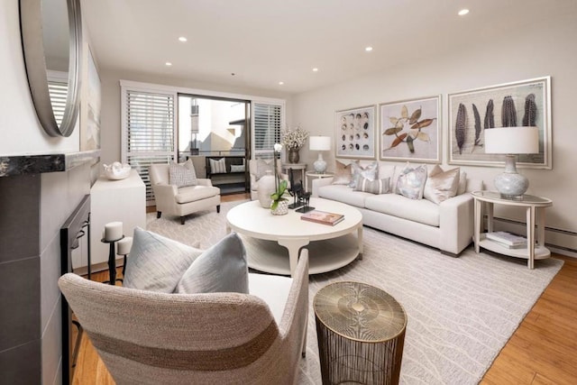 living room featuring light hardwood / wood-style flooring