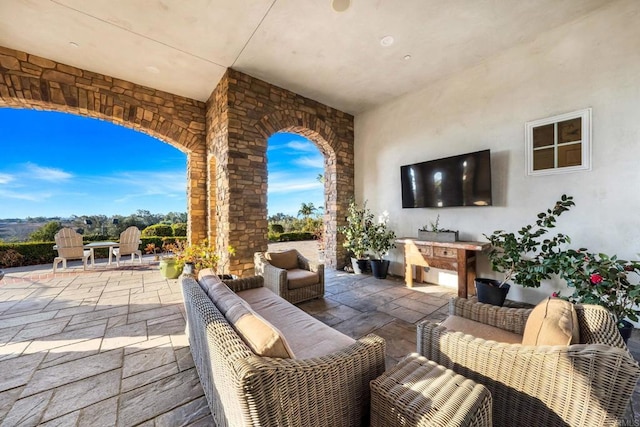 view of patio / terrace featuring an outdoor living space